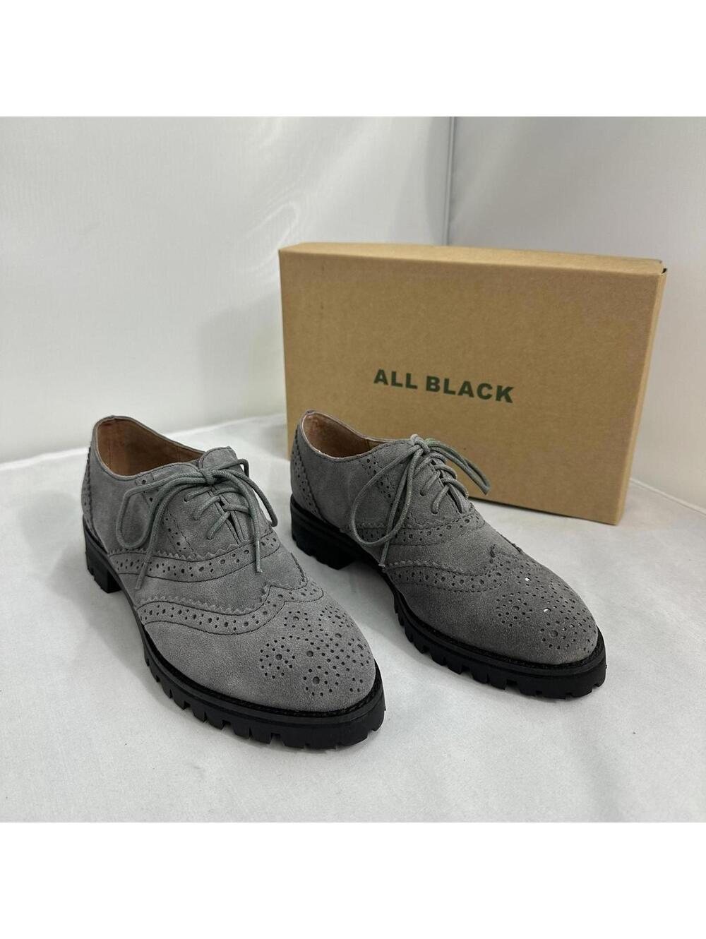 ALL BLACK Lugg Buck Grey Suede Oxfords (39)